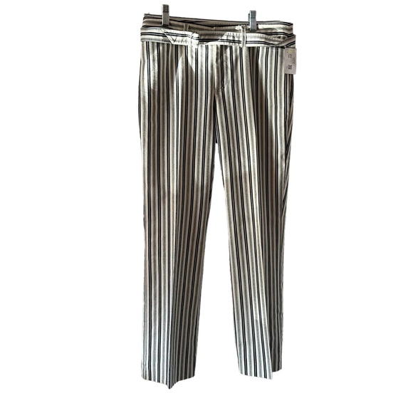 Kenneth Cole Striped Pants Women's Size 6 Black and off White Straight Leg !! - Picture 2 of 14